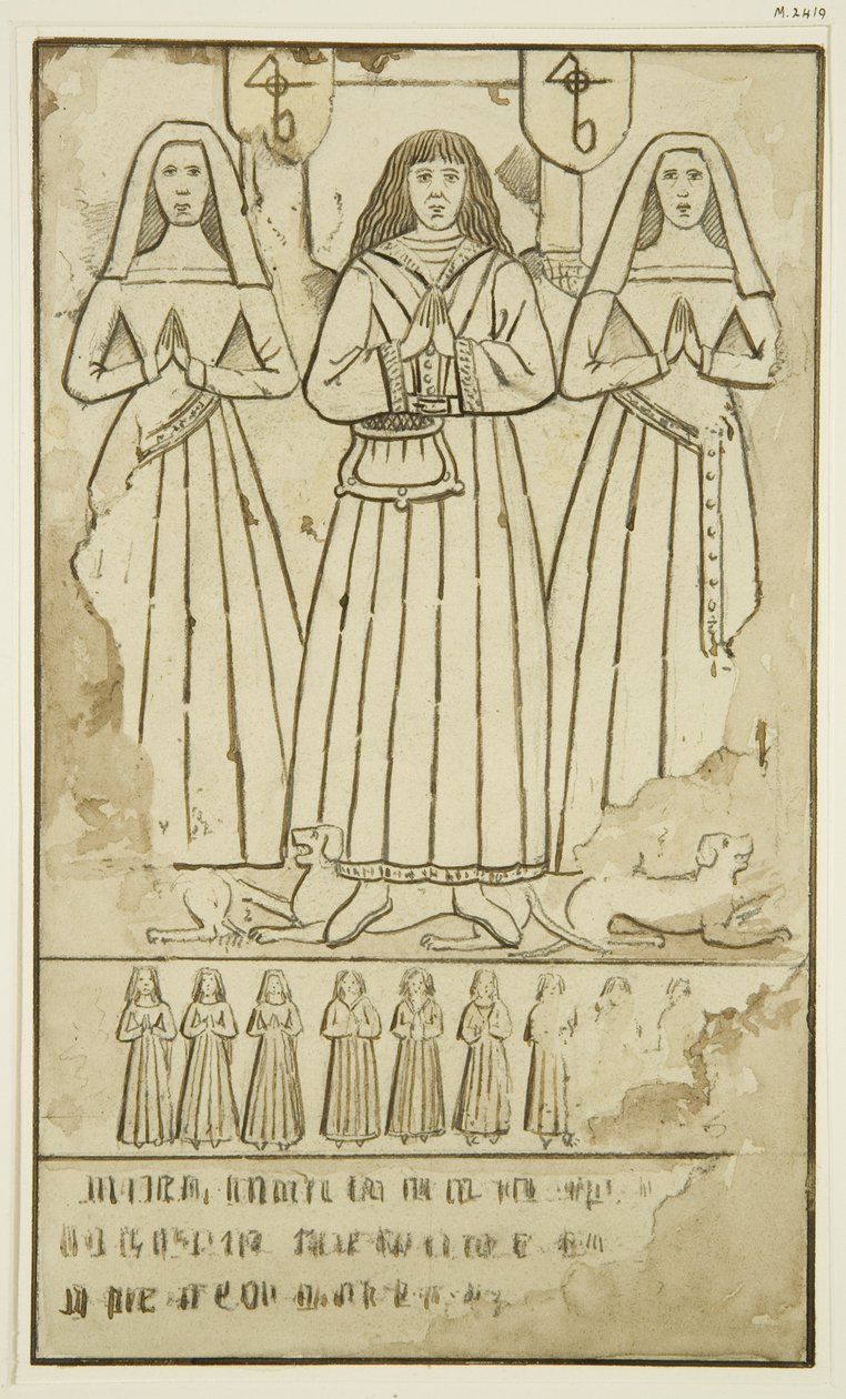 Lapos kő ismeretlen sír tetején a Szent János-templom kriptájában (akvarell papíron) alkotó: Joseph Manning