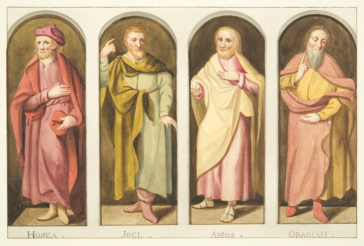 A paraván nyugati oldalára négy kisebb próféta festett, amelyek elválasztják a hajót a bristoli katedrális kórusától (akvarell papíron) alkotó: Joseph Manning