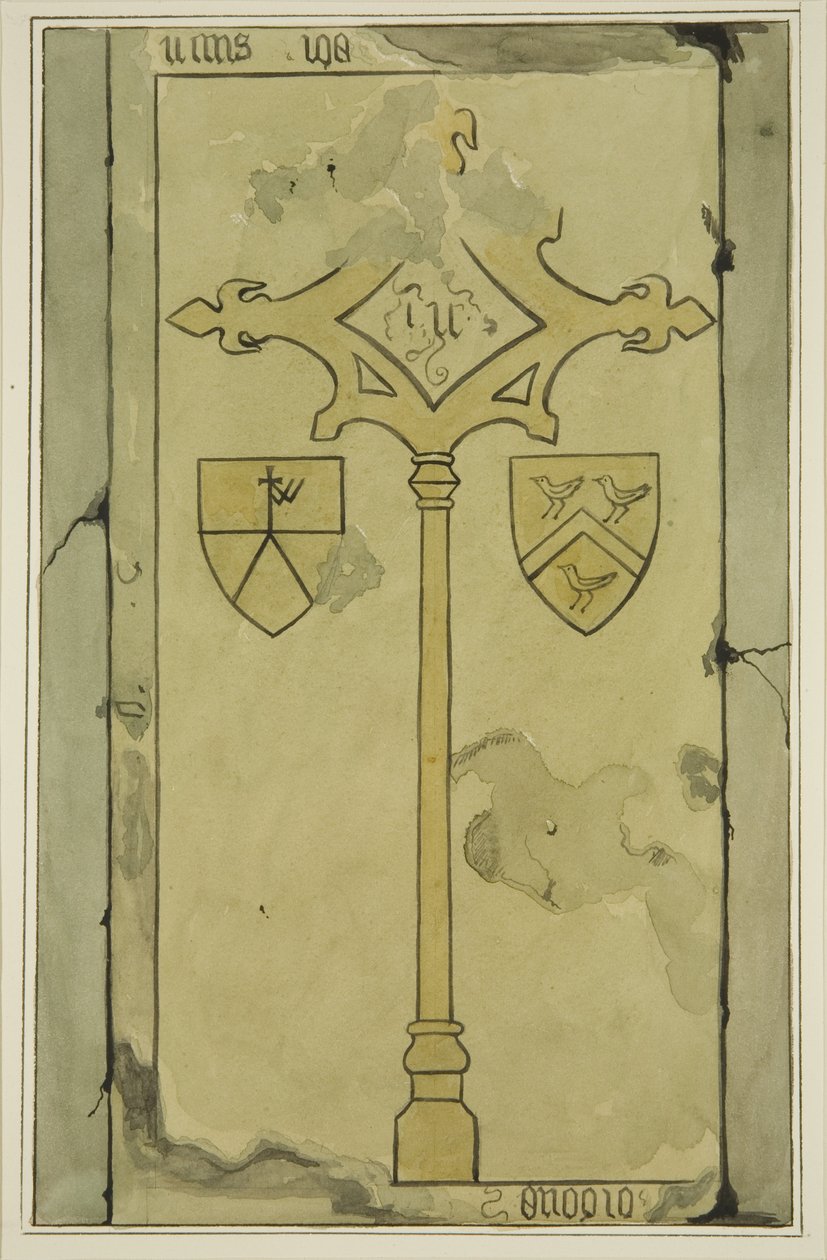 Sírkő a templomi templomban (akvarell papíron) alkotó: Joseph Manning