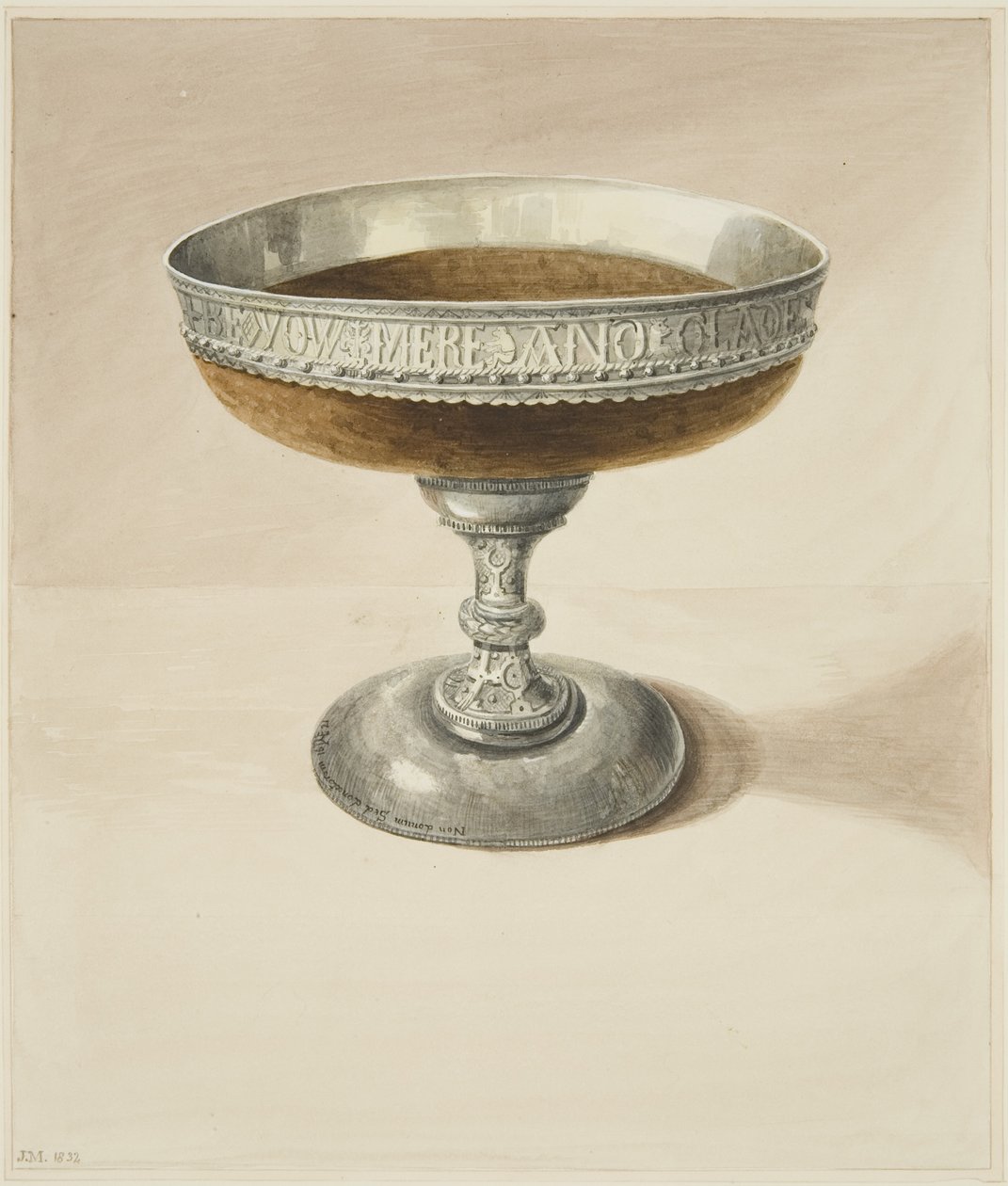 Mazer Bowl és Tazza, egyesítve (akvarell papíron) alkotó: Joseph Manning