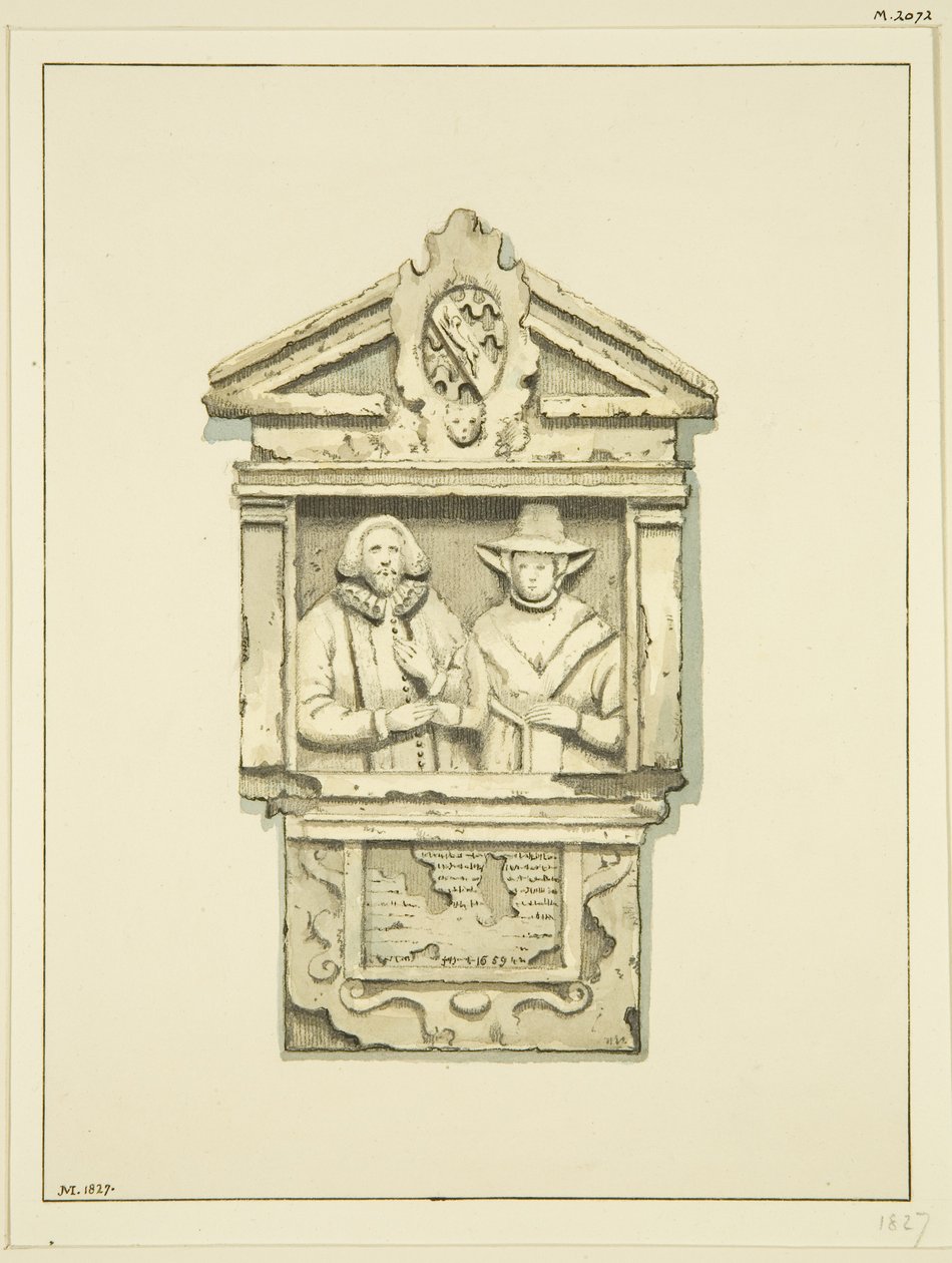 Emlékmű a Szent Tamás templomkertben (akvarell, papír) alkotó: Joseph Manning