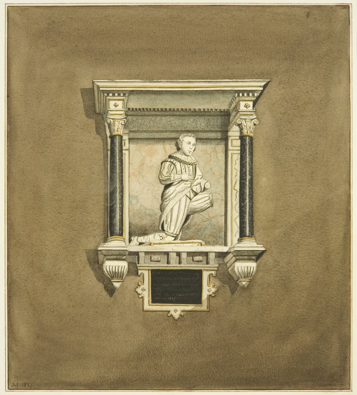 Cookin emlékműve a Szent Márk-templomban (akvarell papíron) alkotó: Joseph Manning