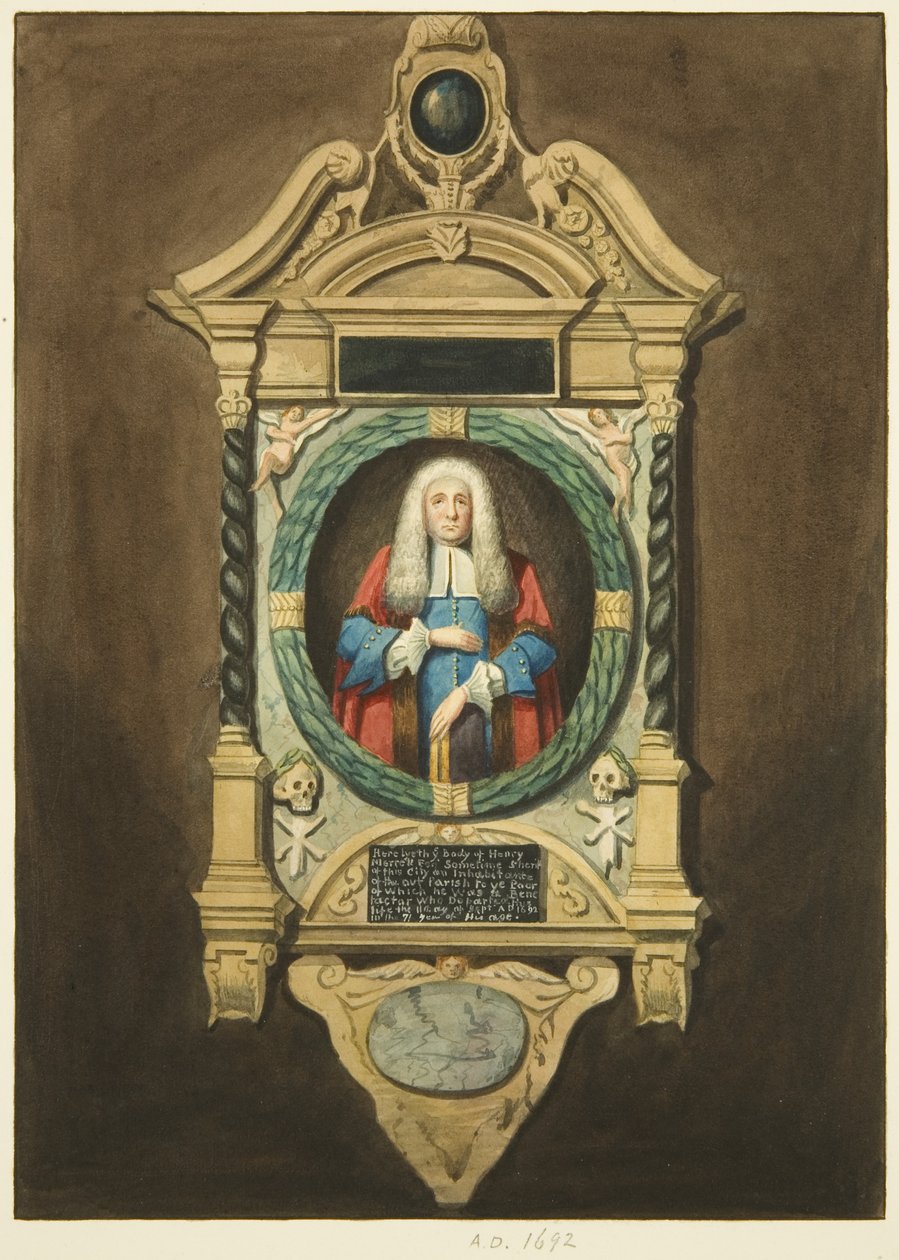 Henry Merrett emlékműve a Szent Fülöpben (akvarell, papír) alkotó: Joseph Manning