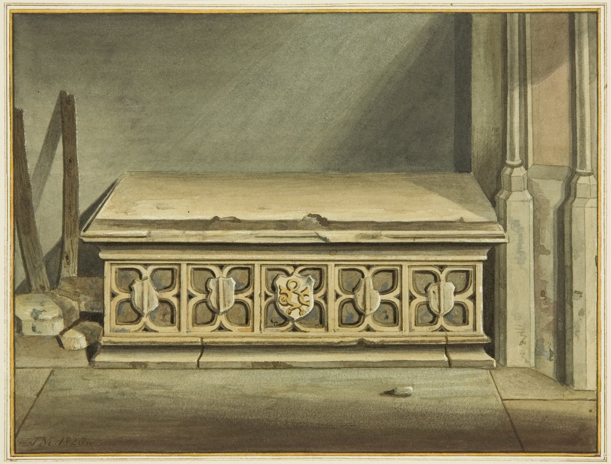 John Carr emlékműve a Szent Márk-templomban (akvarell, papír) alkotó: Joseph Manning