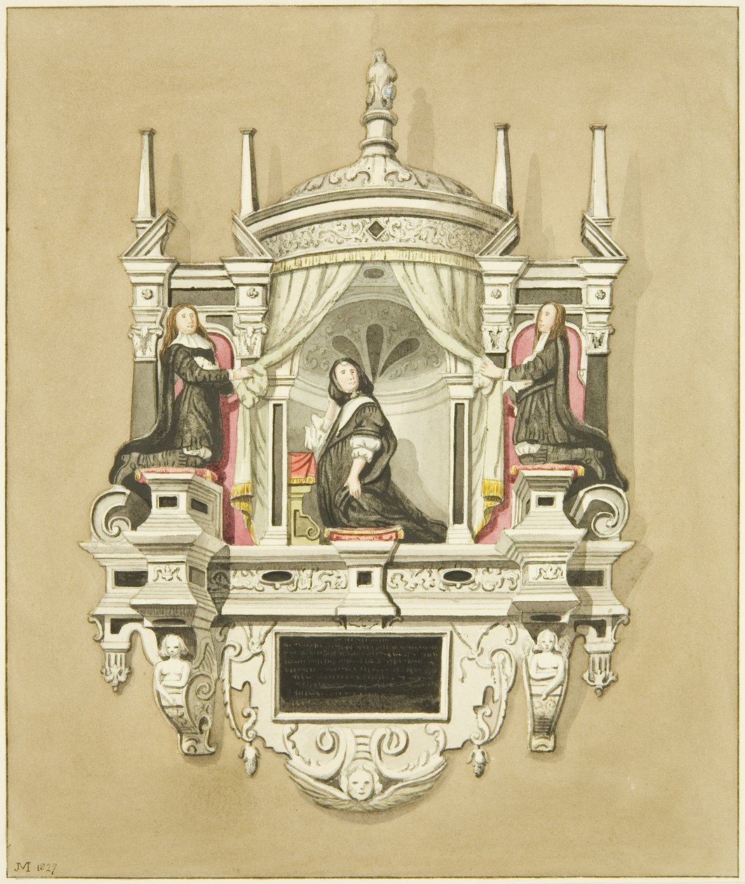 Mrs. Baynton emlékműve a Szent Márk-templomban (akvarell, papír) alkotó: Joseph Manning