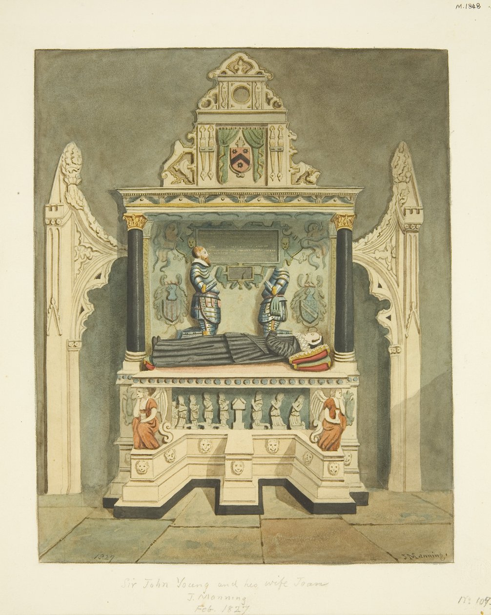 Sir John Young és felesége, Joan (született Wadham) emlékműve a bristoli katedrálisban (ceruza és akvarell papíron) alkotó: Joseph Manning