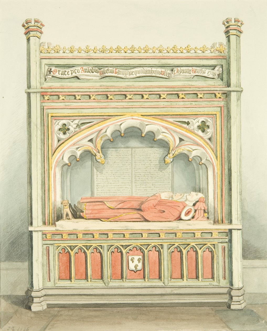 William Canynges emlékműve a St Mary Redcliffe-ben (akvarell papíron) alkotó: Joseph Manning