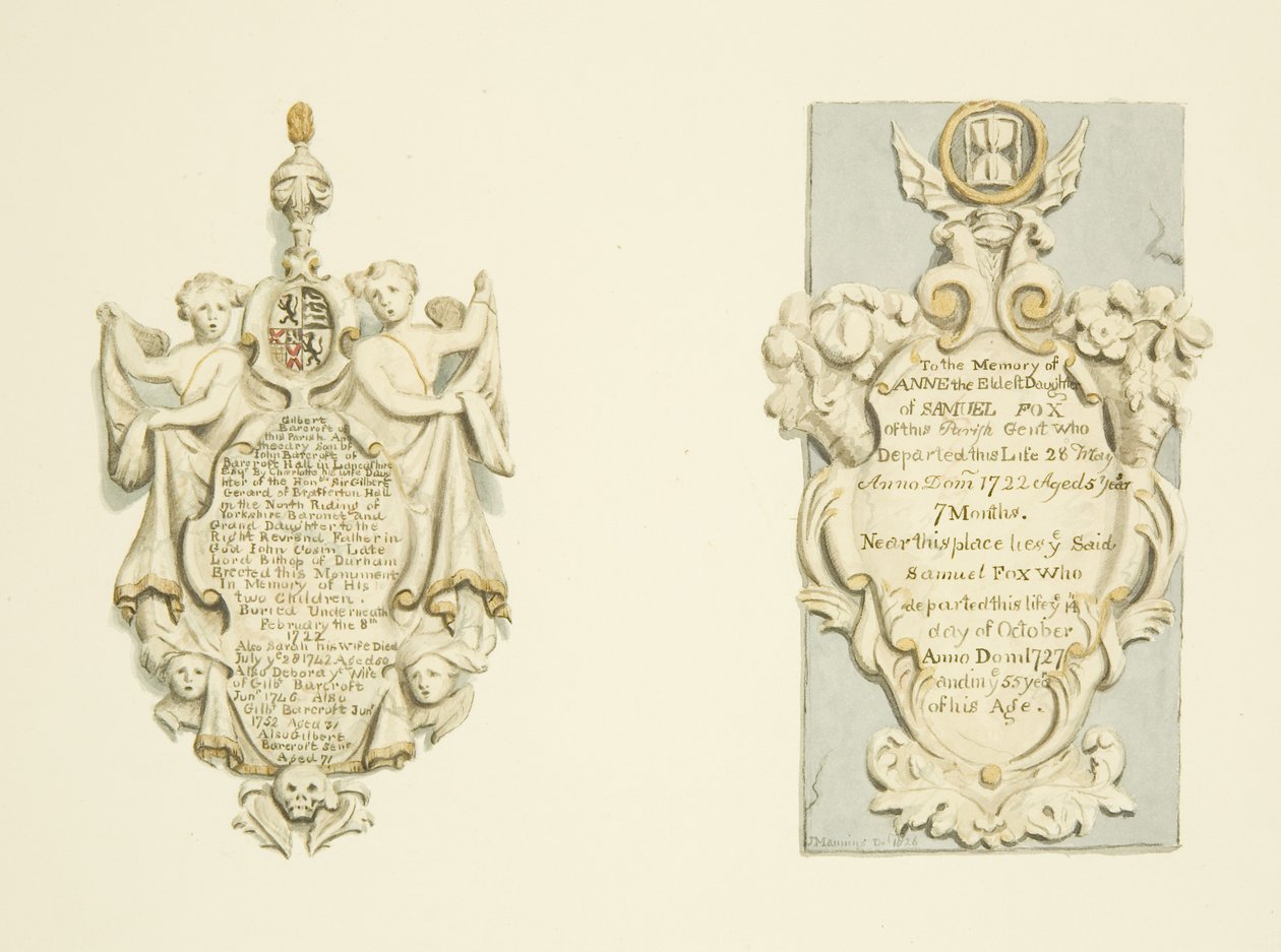 Emlékművek a Szent Fülöpben (ceruza és akvarell papíron) alkotó: Joseph Manning