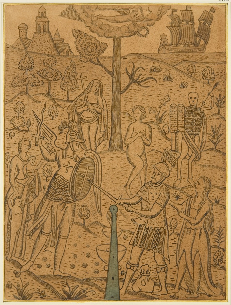 Panel egy öreg tölgyfa ládából az árvaszállóban, Hook