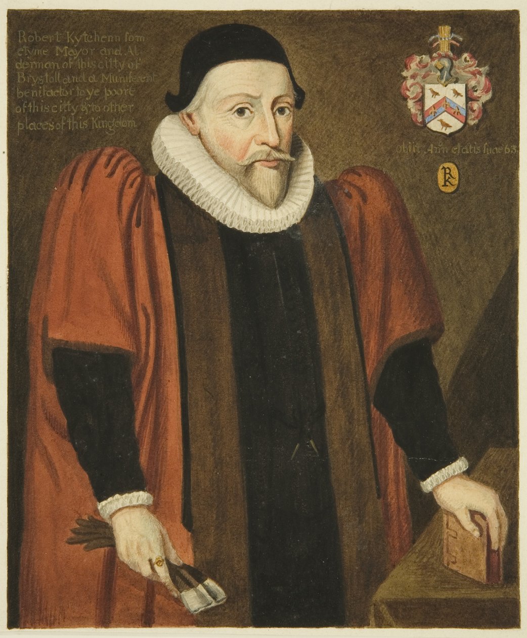 Robert Kitchin alderman portréja (ceruza és akvarell papíron) alkotó: Joseph Manning