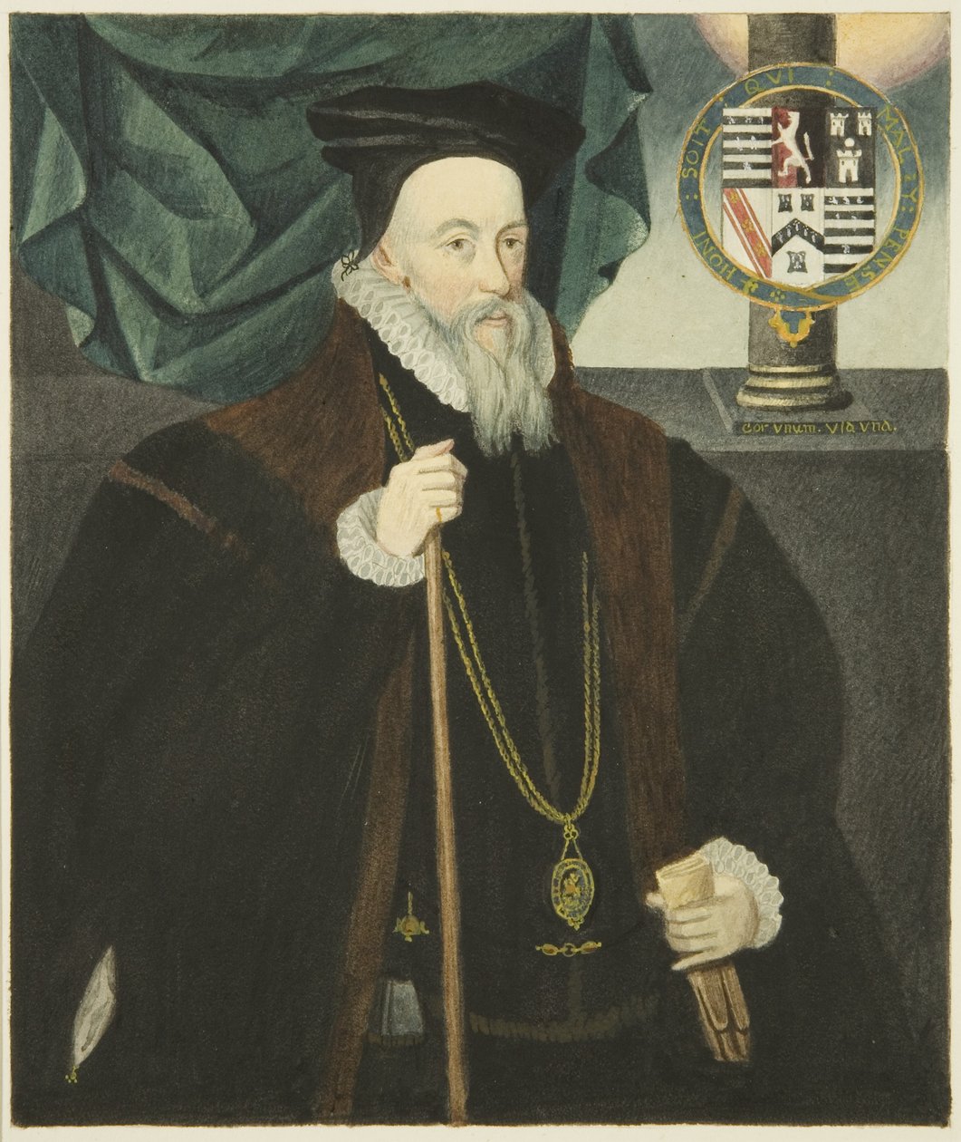Portré Lord Burleigh tanácsházában (akvarell papíron) alkotó: Joseph Manning