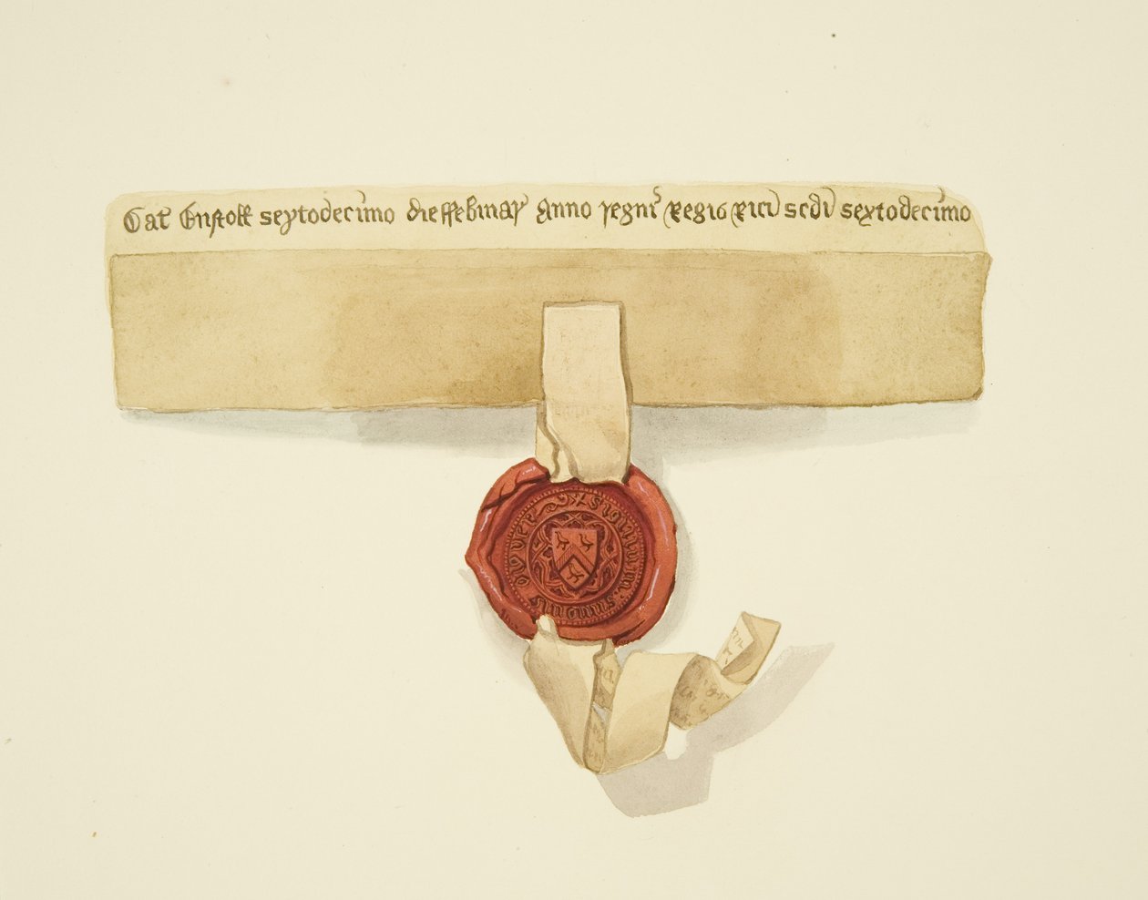 Egy oklevél aljára erősített pecsét, 1825 körül (ceruza és akvarell papíron) alkotó: Joseph Manning