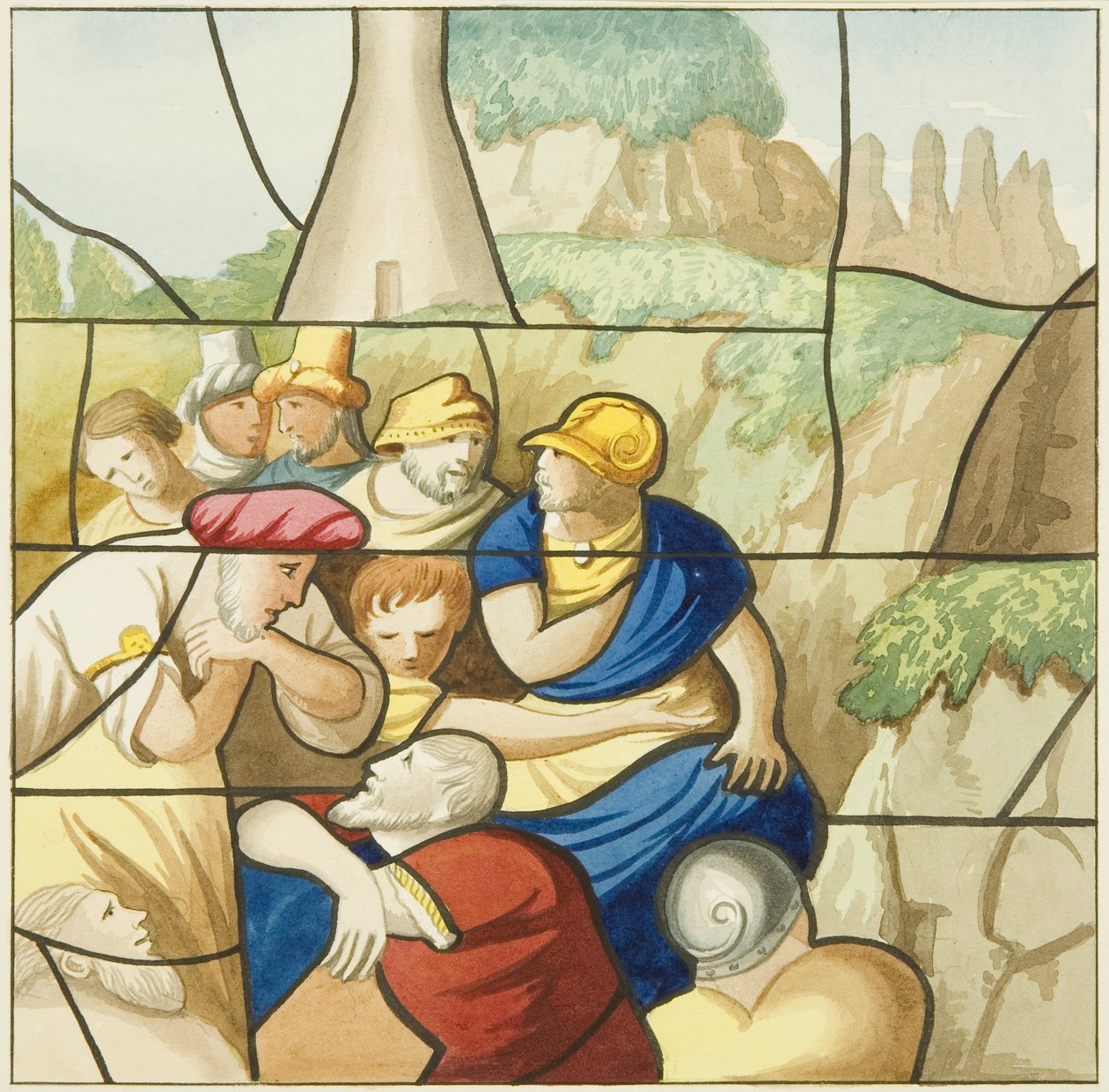 Ólomüveg a Szent Márk-templomban (akvarell papíron) alkotó: Joseph Manning