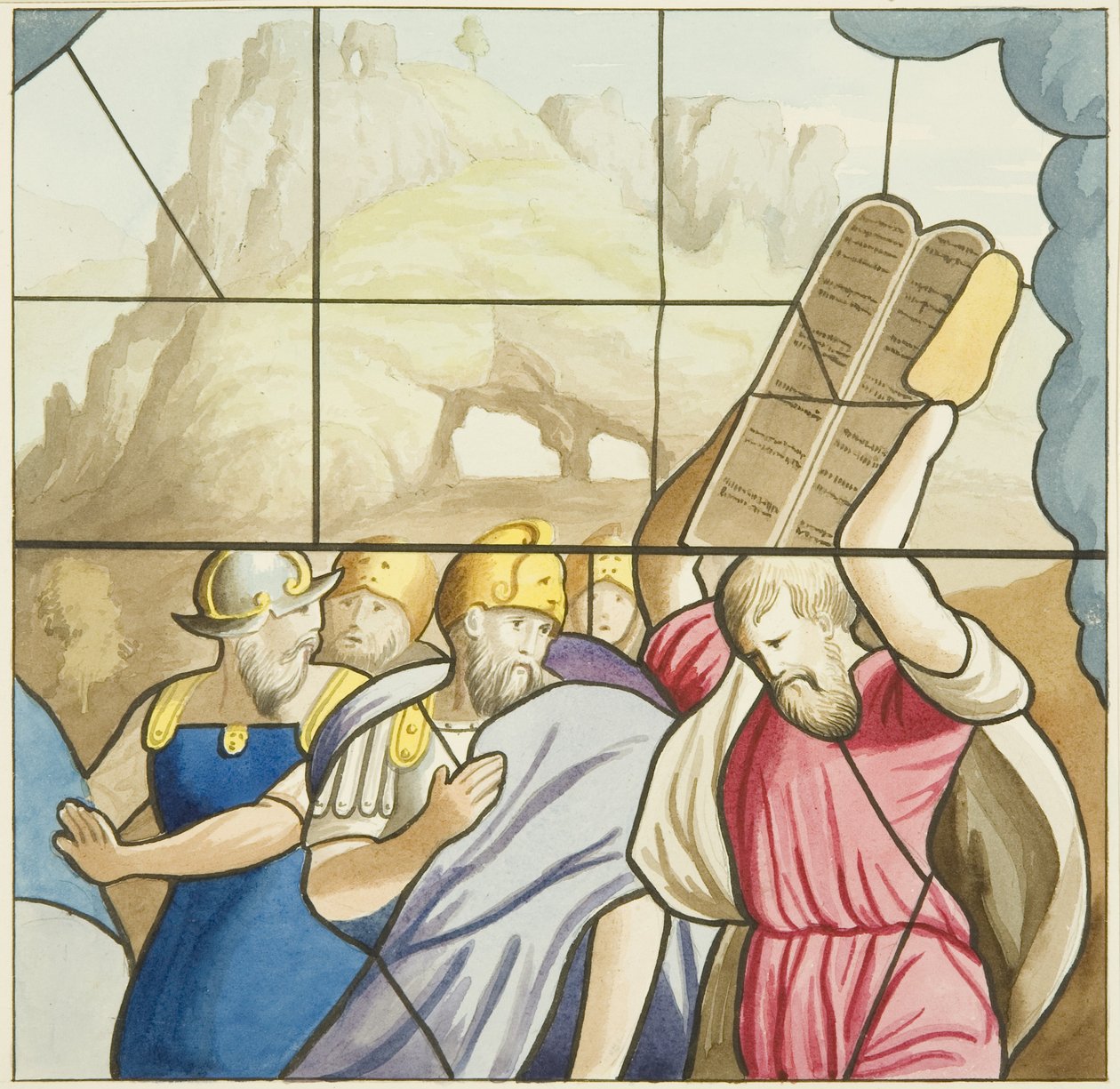 Ólomüveg a Szent Márk-templomban - Mózes (akvarell papíron) alkotó: Joseph Manning