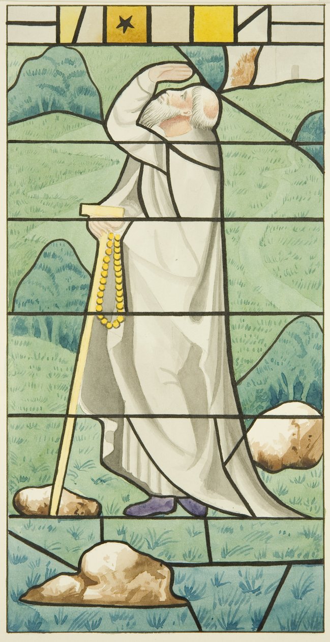 Ólomüveg a Szent Márk-templomban - Szent Antal (akvarell, papír) alkotó: Joseph Manning