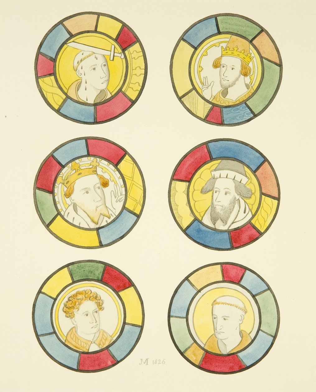 Ólomüveg a St Mary Redcliffe templomhajó északi ablakában (akvarell papíron) alkotó: Joseph Manning