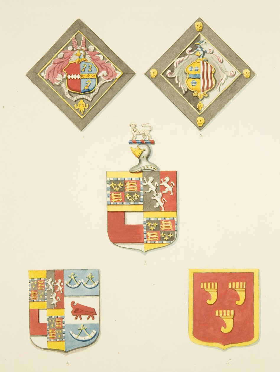 Három pajzs és két nyílás a Szent Jakabban (ceruza és akvarell papíron) alkotó: Joseph Manning