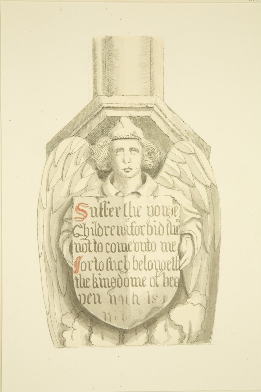 Rácsos rács az oszlophoz délnyugati szögben, a St Mary Redcliffe orgona közelében (akvarell papíron) alkotó: Joseph Manning