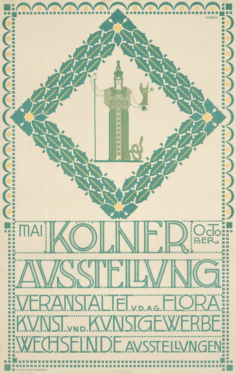 Az 1905-ös kölni művészeti fesztivál plakátja, 1905 alkotó: Joseph Maria Olbrich