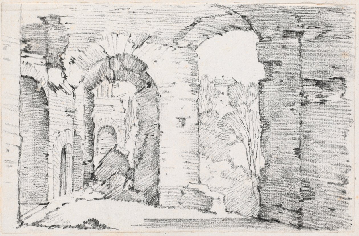 Egy romos épület boltíves átjárói alkotó: Joseph Marie Vien