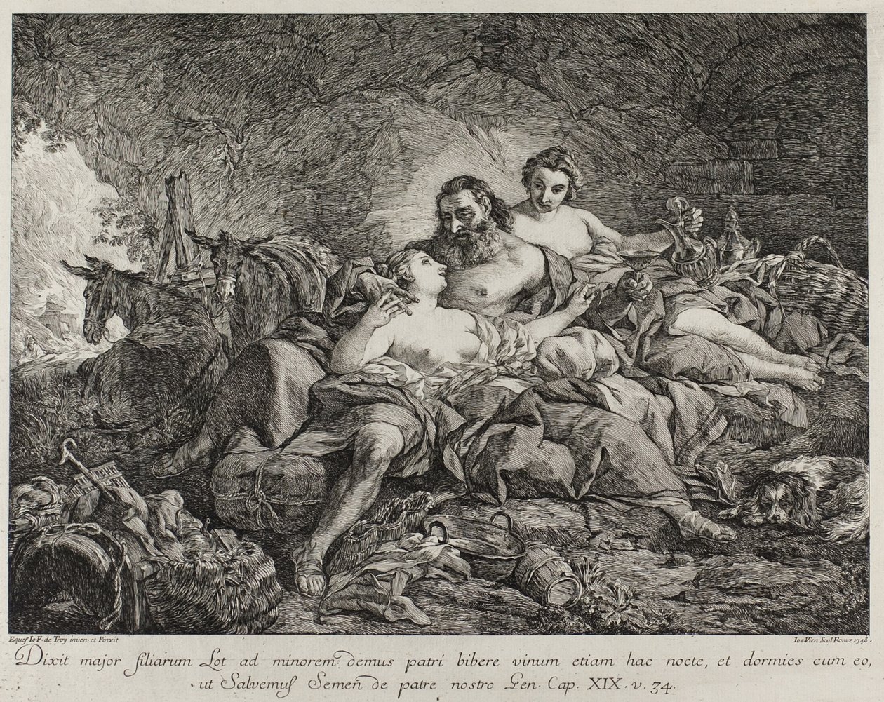 Lót és lányai, 1748 alkotó: Joseph Marie Vien