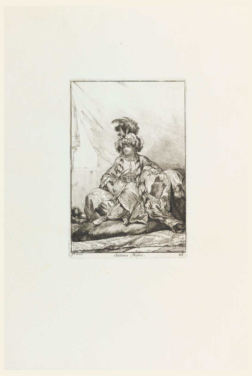 Sultane Noire (A fekete szultána), 28. lemez a Caravanne du Sultan à la Mecque (A szultán karavánja Mekkába) sorozatból alkotó: Joseph Marie Vien the Elder