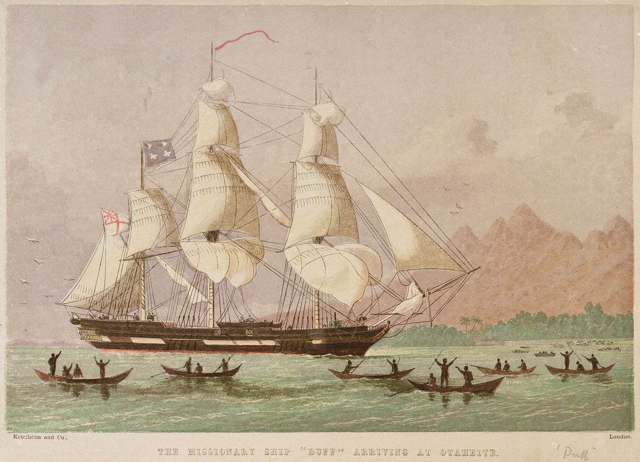 A Duff misszionárius hajó megérkezése Otaheite-ba 1797-ben alkotó: Joseph Martin Kronheim