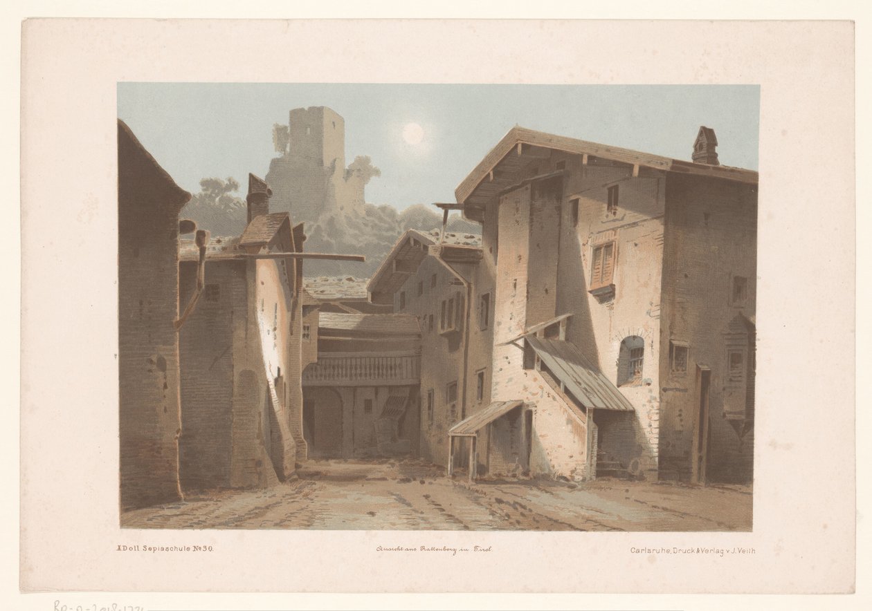 Kilátás Bad Ragazra Hof-Ragatz kanton St. Gallen (cím a tárgyon) alkotó: Joseph Maximilian Kolb