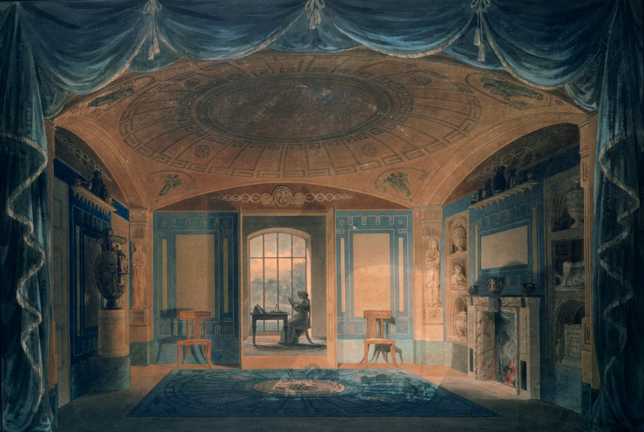 The Breakfast Room, Pitzhanger Manor, 1802 (toll és tinta WC-vel papíron) alkotó: Joseph Michael Gandy