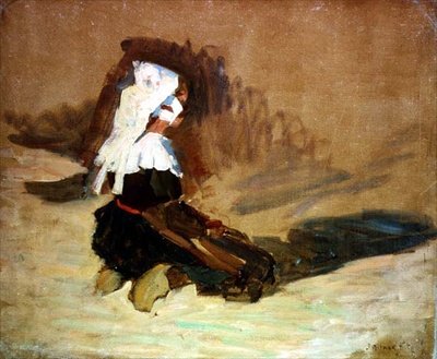 A térdelő breton lány alkotó: Joseph Milner Kite