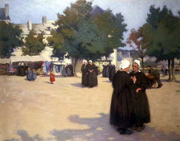 The Village Square, Bretagne (olaj, vászon) alkotó: Joseph Milner Kite