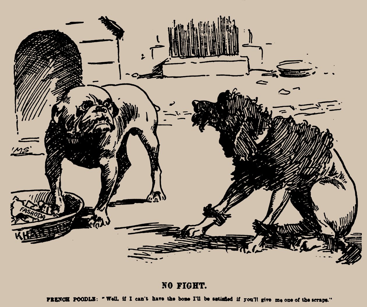 Nincs Harc. Rajzfilm a Fashoda-incidensről, 1898. alkotó: Joseph Morewood Staniforth