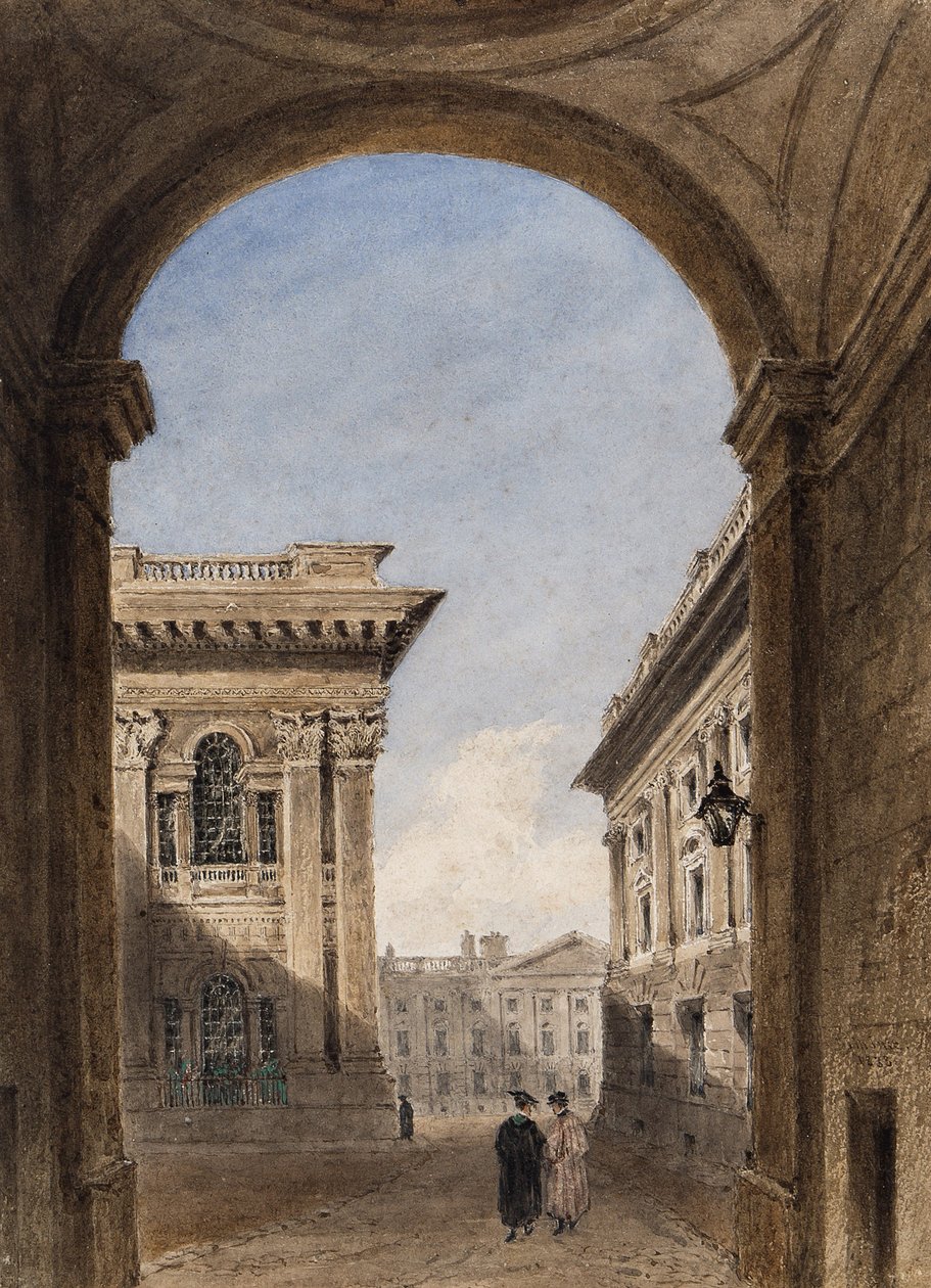 Canterbury Gate és Christ Church Quad, Oxford, 1833 (wc papíron) alkotó: Joseph Murray Ince