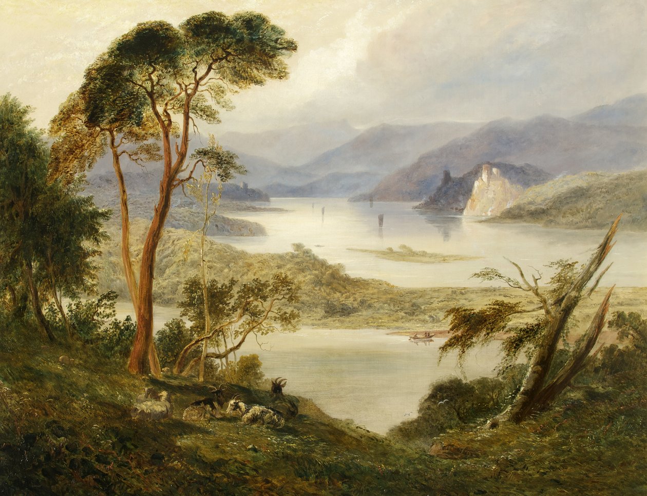 Oberwesel Schonburg kastélyával, a Rajna mellett, 1840 alkotó: Joseph Murray Ince