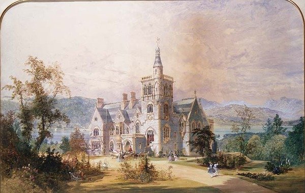 Egy skót bárói kastély (akvarell és gouache) alkotó: Joseph Nash