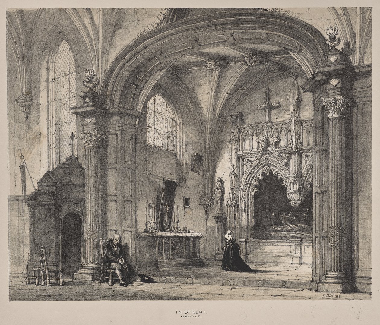 A középkori építészet: St. Remiben, Abbeville-ben alkotó: Joseph Nash