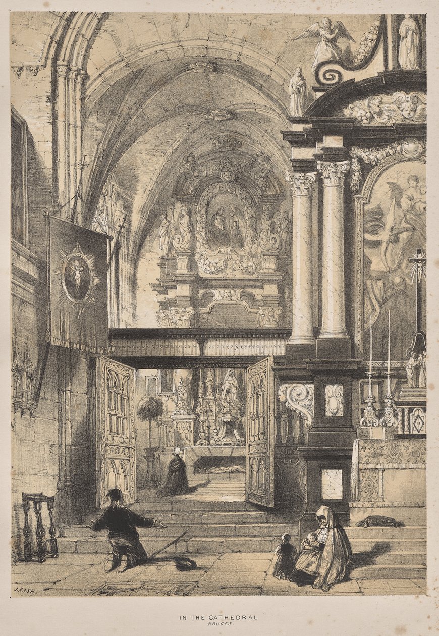 A középkori építészet: Brugge katedrálisában alkotó: Joseph Nash