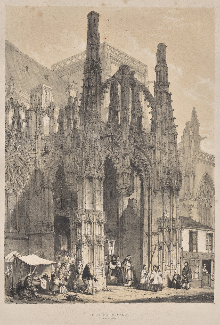 A középkori építészet: Louviers, Normandia, South Porch alkotó: Joseph Nash