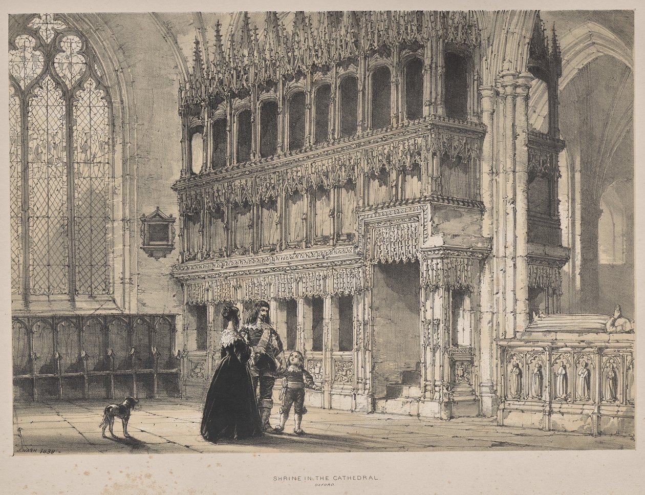 A középkori építészet: St. Fridswode kegyhely, katedrális, Oxford alkotó: Joseph Nash