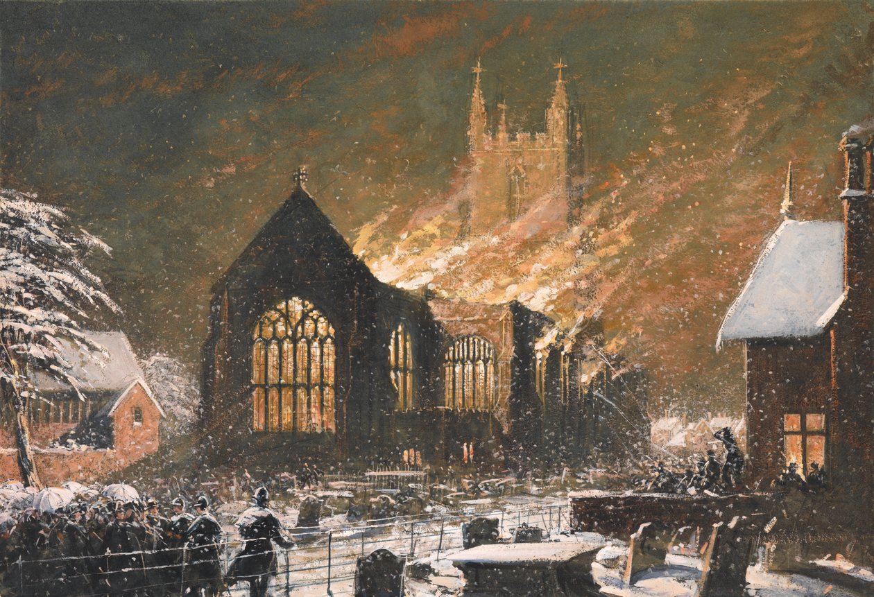 A Croydon templom lángokban áll, január 5 alkotó: Joseph Nash