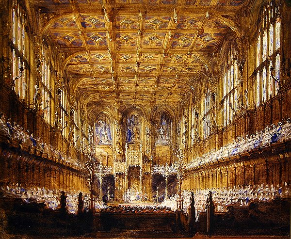 A Parlament megnyitása (akvarell, ceruza és testfesték) alkotó: Joseph Nash