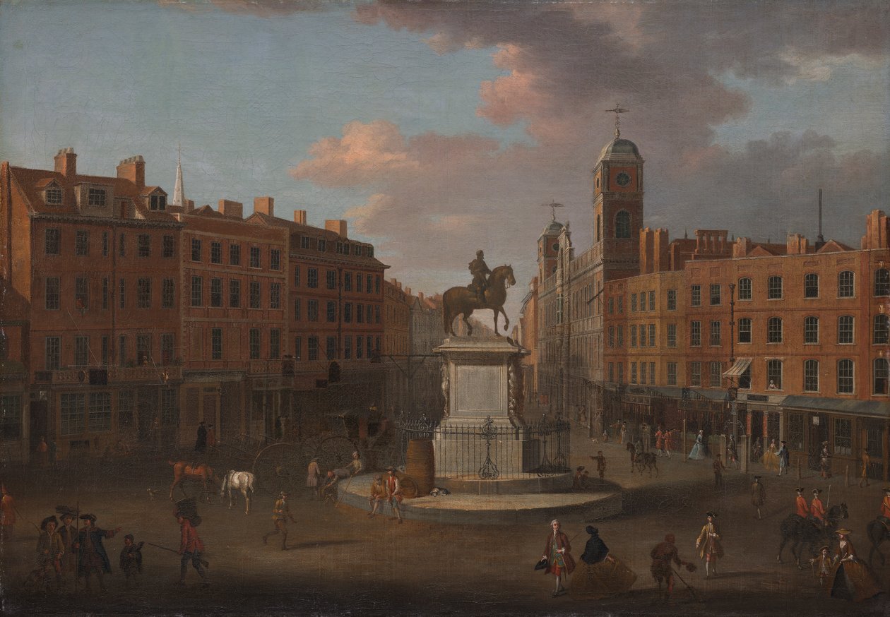Charing Cross, I. Károly király szobrával és a Northumberland-házzal alkotó: Joseph Nickolls