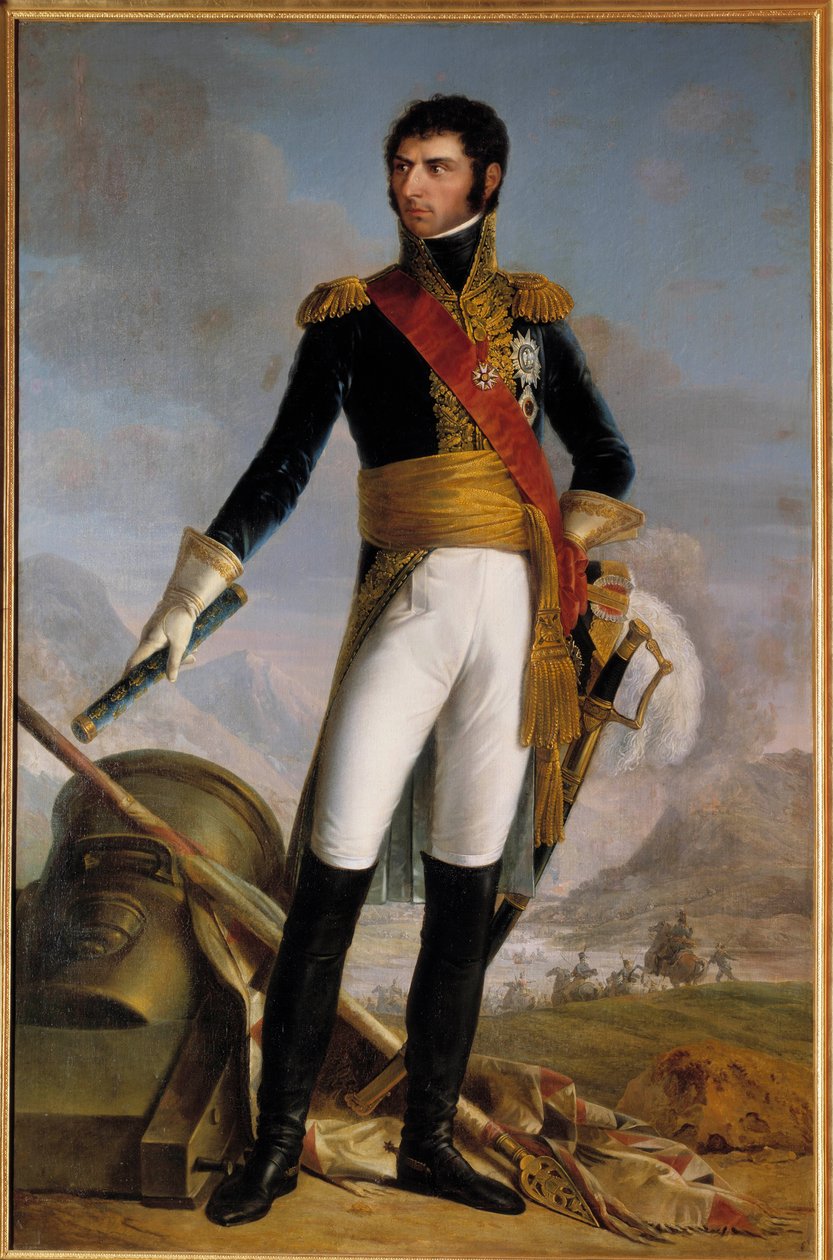 Jean Baptiste Jules Bernadotte (1763-1844) Ponte Corvo hercegének, majd 1818-ban Jean XIV Károly svéd királyának egész alakos portréja, 1804-ben Joseph Nicolas Jouy (1809-1880) festménye 1852. Mérete 2,1x1,4 Úr. alkotó: Joseph Nicolas Jouy