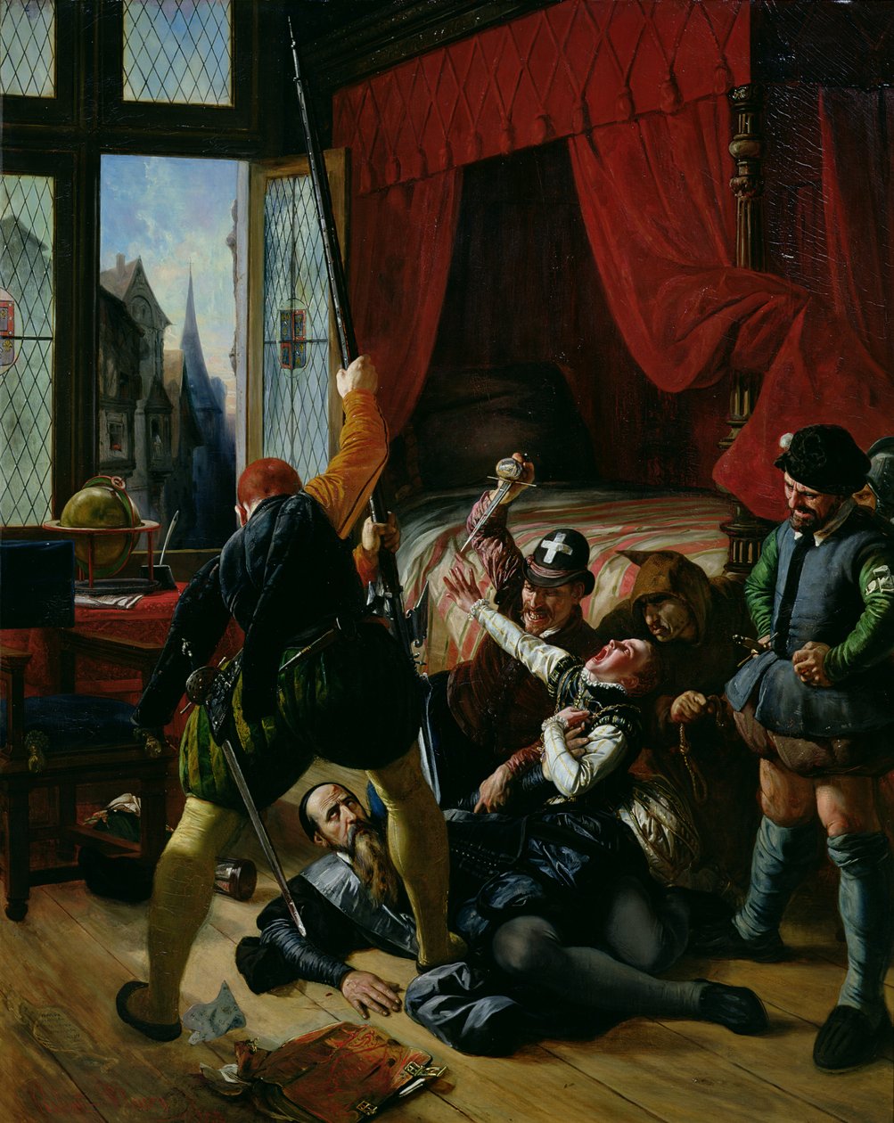 Brion meggyilkolása, Conti hercegének tanítója (1558-1614) a Szent Bertalan-napi mészárláskor 1572-ben, 1833 alkotó: Joseph Nicolas Robert Fleury