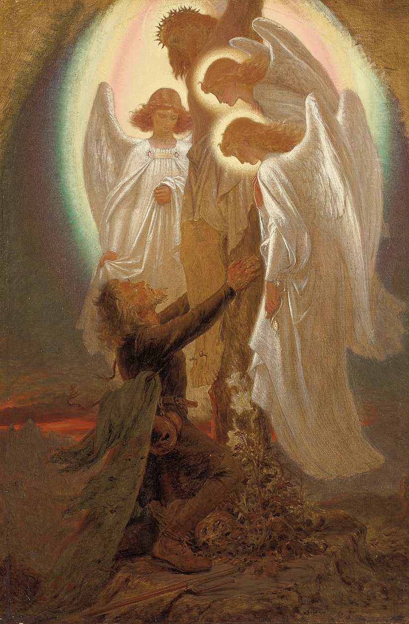 Keresztény a kereszt tövében, alkotó: Joseph Noel Paton