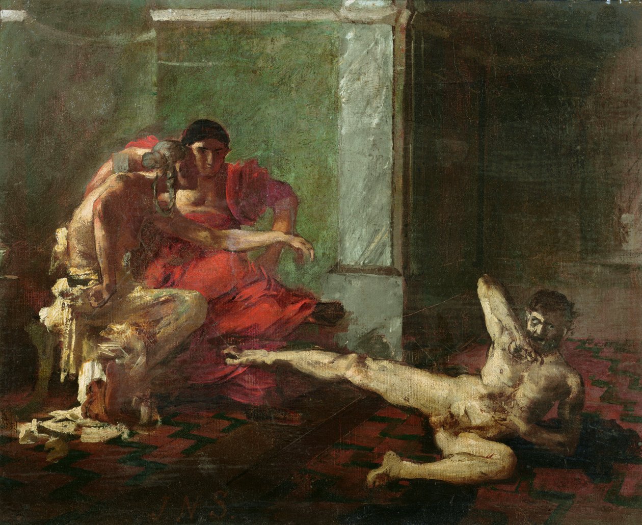 Locusta Testing Poison on a Slave, 1870-80 körül alkotó: Joseph Noel Sylvestre