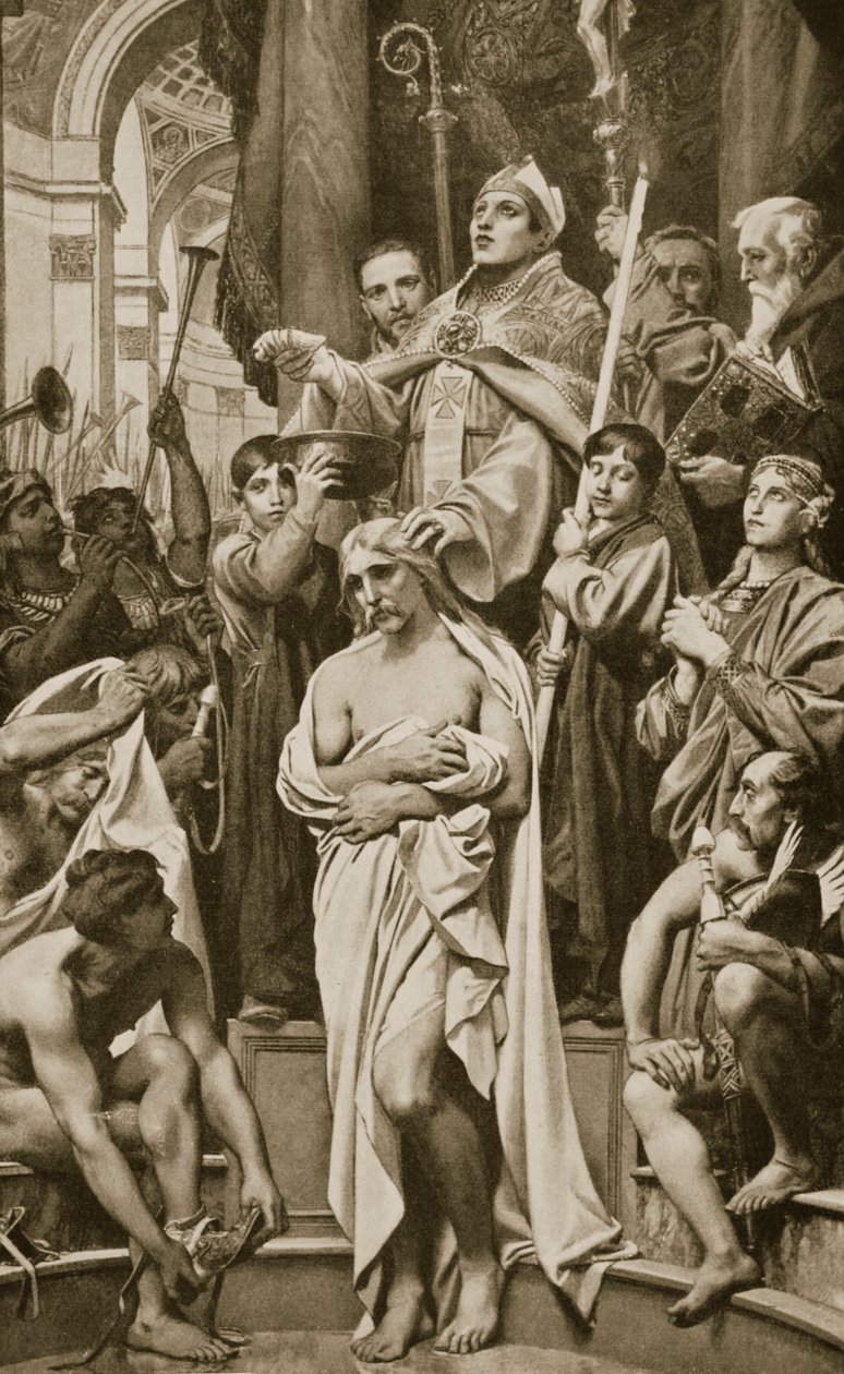 Clovis keresztsége, Rheims, i.sz. 496, illusztráció a Hutchinson