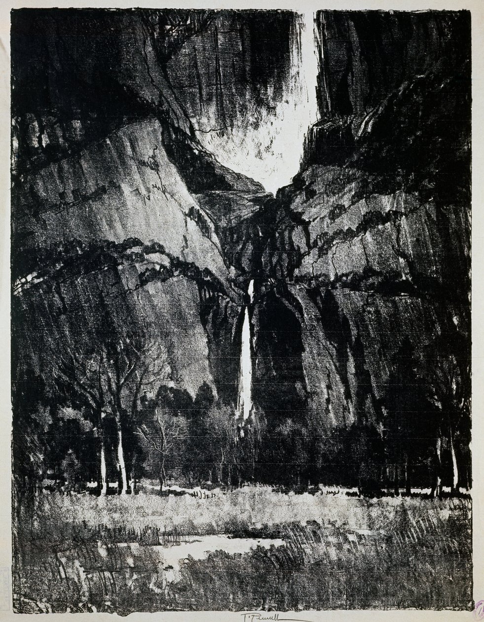 A vízesés lábánál, Joseph Pennell (1857-1926), metszet alkotó: Joseph Pennell
