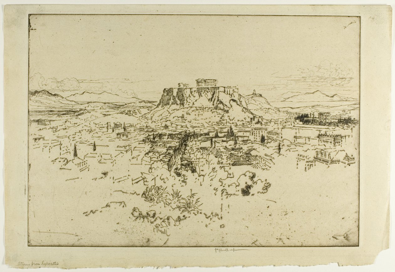 Athén a Lybacettus hegyről alkotó: Joseph Pennell