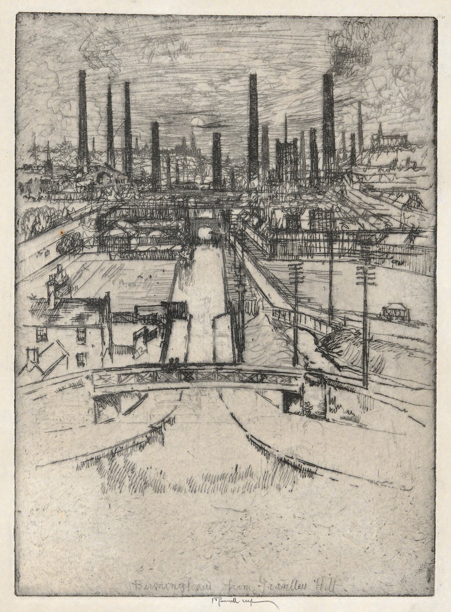 Birmingham a Granlley Hillből alkotó: Joseph Pennell